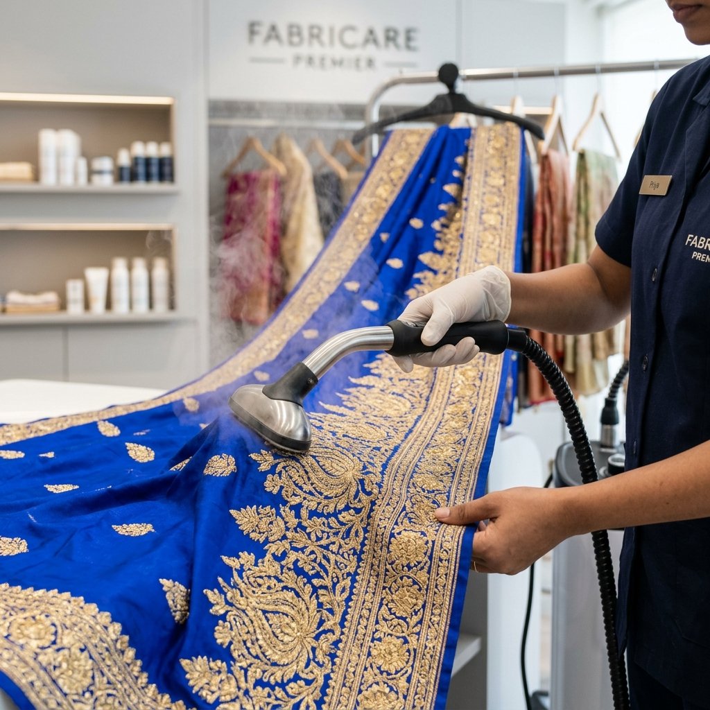 Saree borders steam pressing alignment